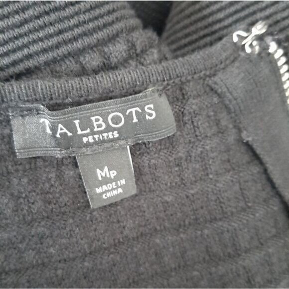 TALBOTS Sweater Textured Fine Knit V-Neck Dress Black Sz M P - Picture 14 of 15